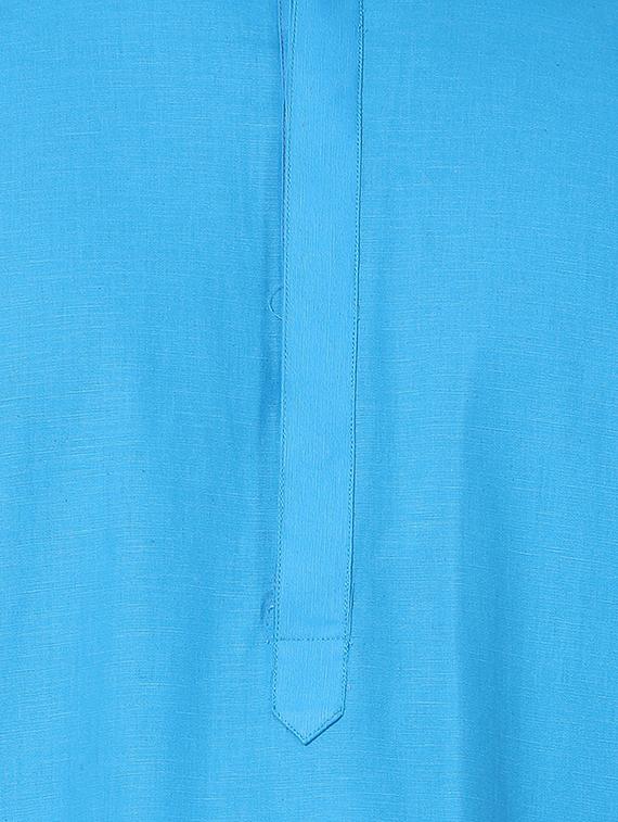 blue solid kurta pyjama set - 16264052 - Zoom Image - 4