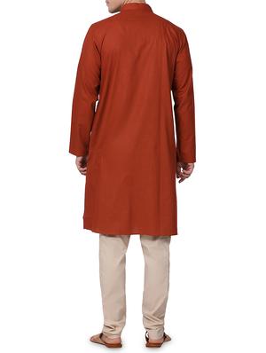 red solid kurta pyjama set - 16264054 - Standard Image - 3