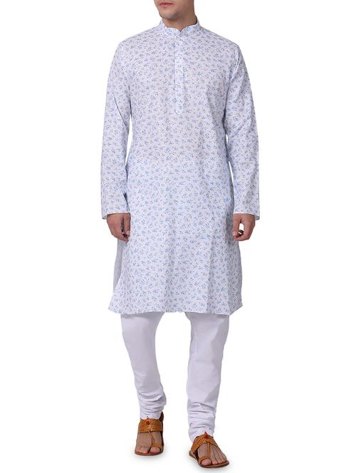white floral printed kurta pyjama set - 16264063 - Standard Image - 1