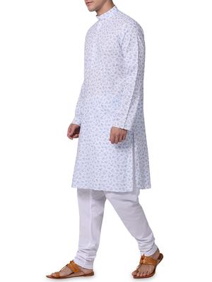 white floral printed kurta pyjama set - 16264063 - Standard Image - 2