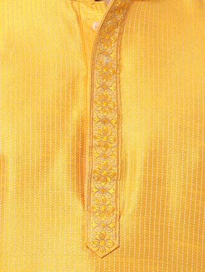 yellow dupion kurta pyjama set - 16264067 - Standard Image - 4