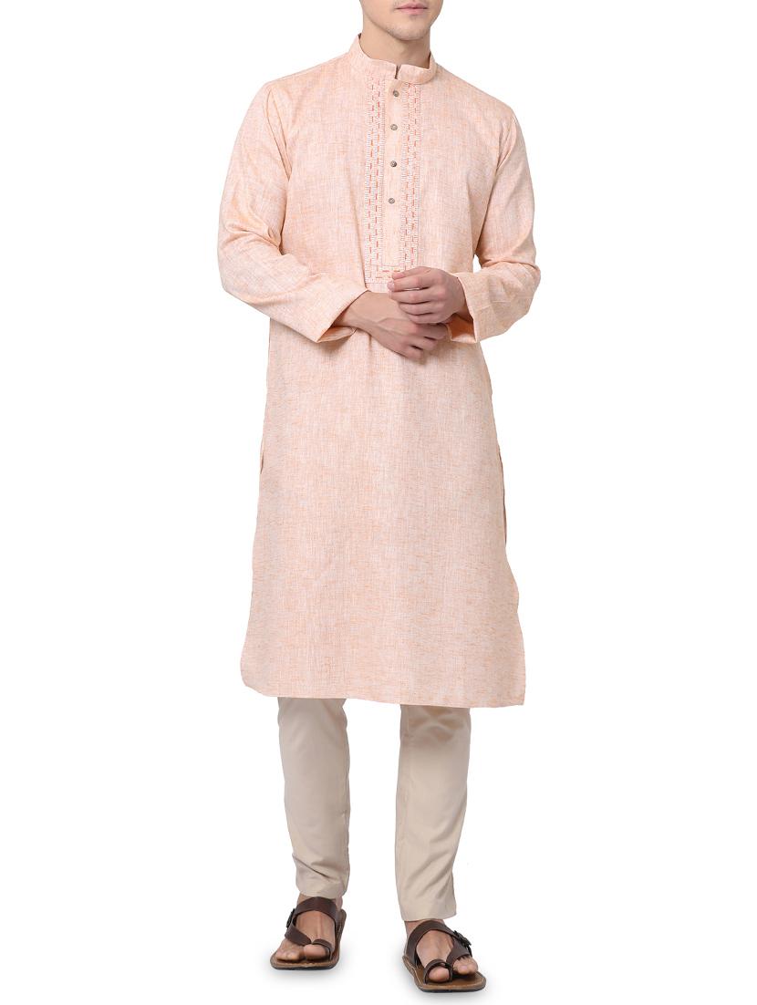peach solid kurta pyjama set - 16264070 - Zoom Image - 1