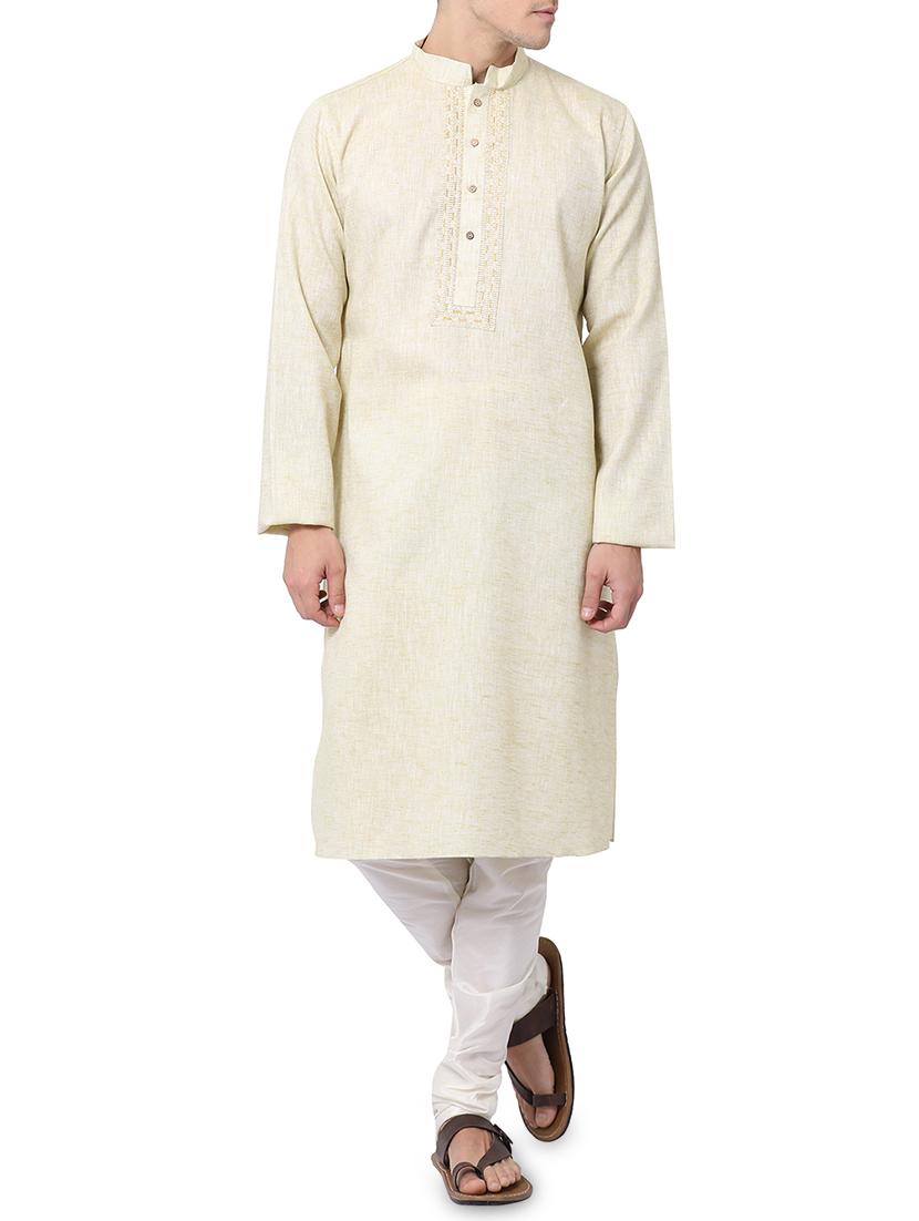 yellow cotton kurta pyjama set - 16264071 - Zoom Image - 1