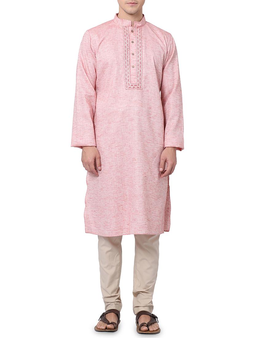 pink cotton kurta pyjama set - 16264073 - Zoom Image - 1