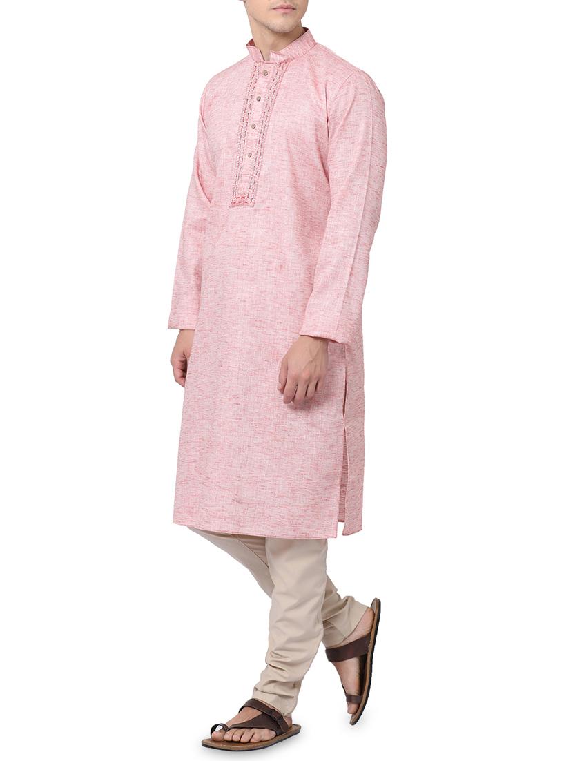 pink cotton kurta pyjama set - 16264073 - Zoom Image - 2