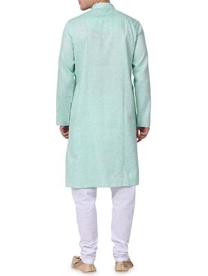 green solid kurta pyjama set - 16264081 - Standard Image - 3