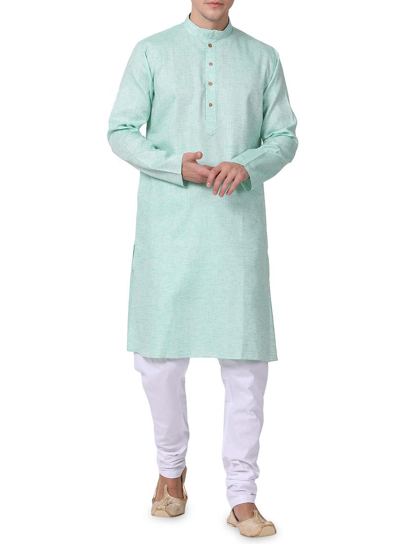 green solid kurta pyjama set - 16264081 - Zoom Image - 1