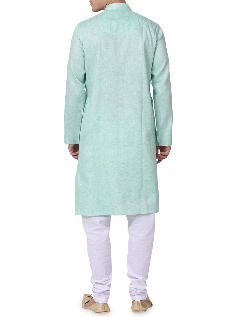 green solid kurta pyjama set - 16264081 - Zoom Image - 3