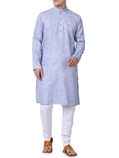blue solid kurta pyjama set - 16264082 - Standard Image - 1