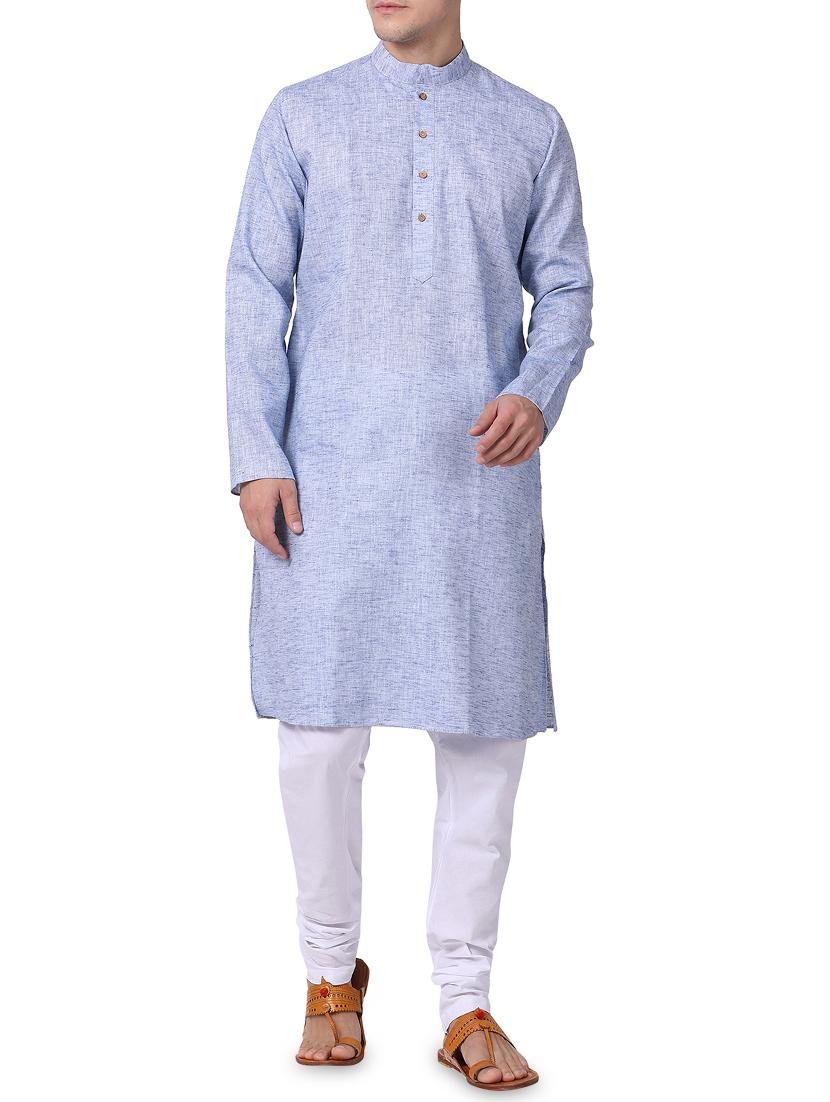 blue solid kurta pyjama set - 16264082 - Zoom Image - 1
