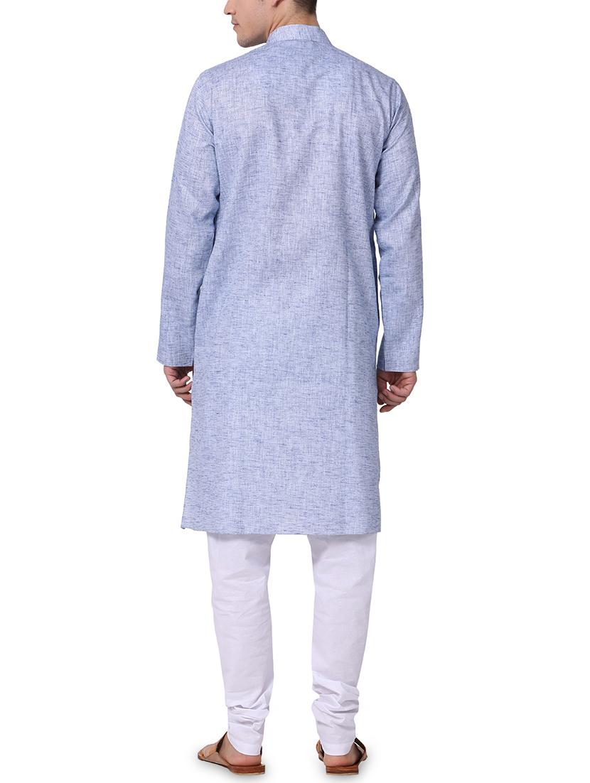 blue solid kurta pyjama set - 16264082 - Zoom Image - 3