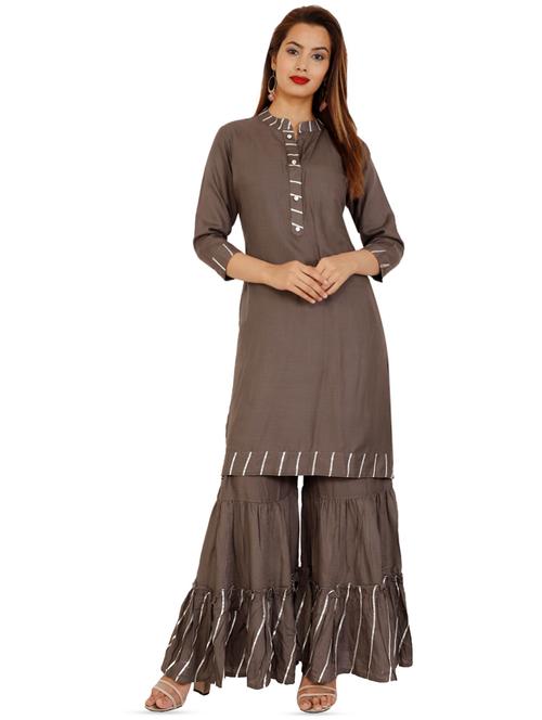 gota lace kurta palazzo set - 16264217 - Standard Image - 1
