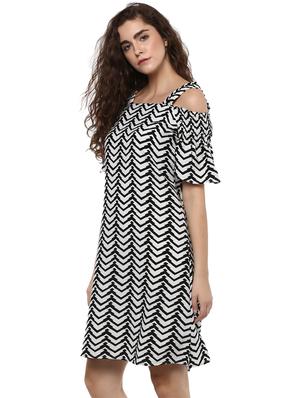 cold shoulder chevron a line dress - 16264476 - Standard Image - 2