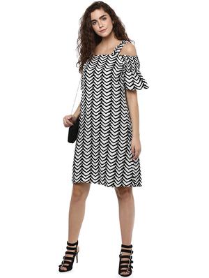 cold shoulder chevron a line dress - 16264476 - Standard Image - 4