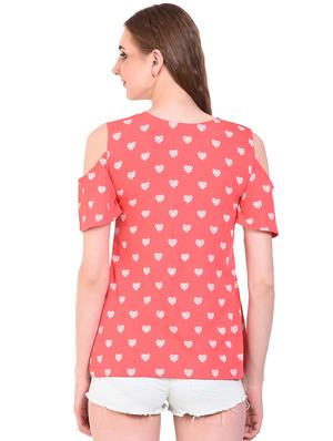 tie front neck cold shoulder top - 16264614 - Standard Image - 3