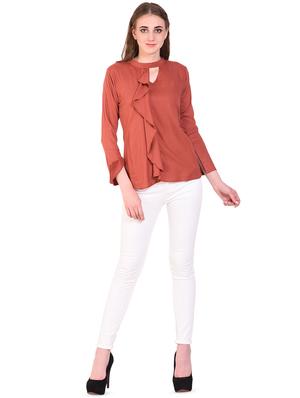 key hole neck ruffle detail top - 16264617 - Standard Image - 4