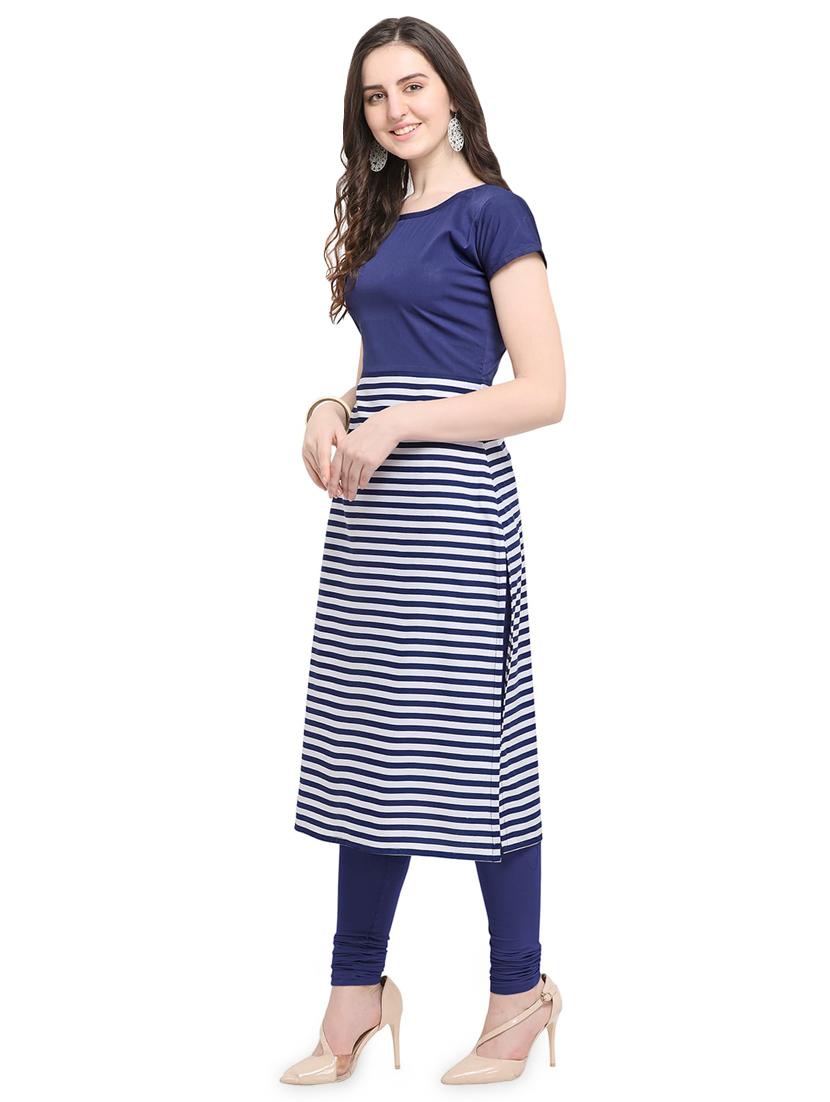 striped printed straight kurta - 16264708 - Zoom Image - 2
