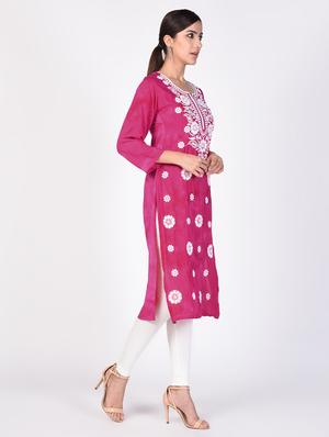 chikankari straight kurta - 16264857 - Standard Image - 2