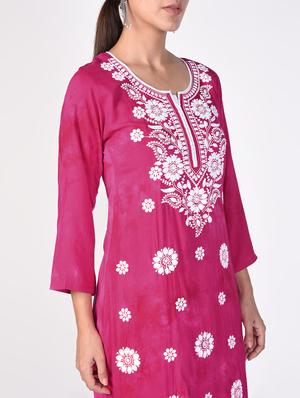 chikankari straight kurta - 16264857 - Standard Image - 4