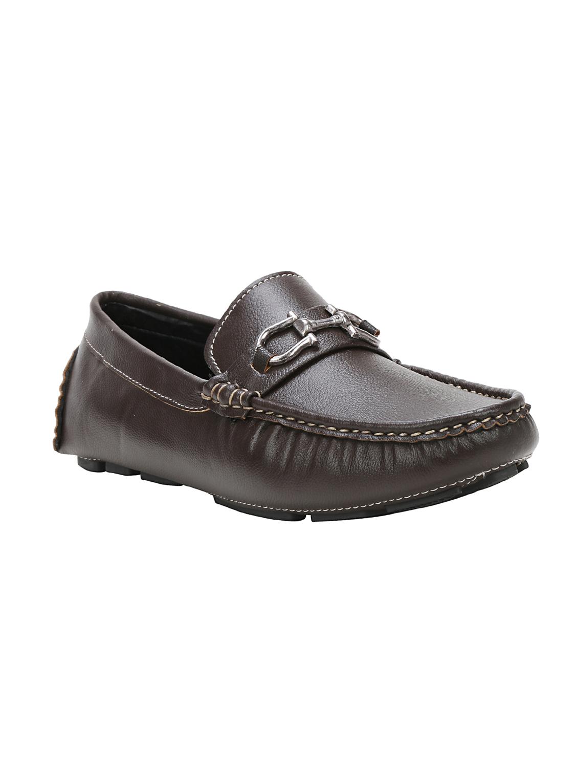 brown leatherette slip on loafers - 16265082 - Zoom Image - 1
