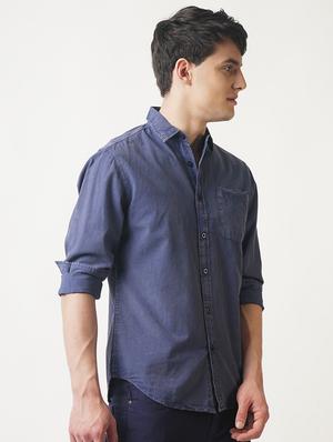 blue solid casual shirt - 16265203 - Standard Image - 2