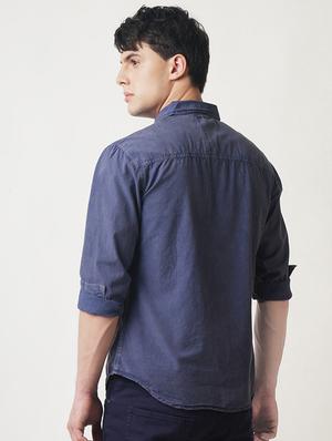 blue solid casual shirt - 16265203 - Standard Image - 3