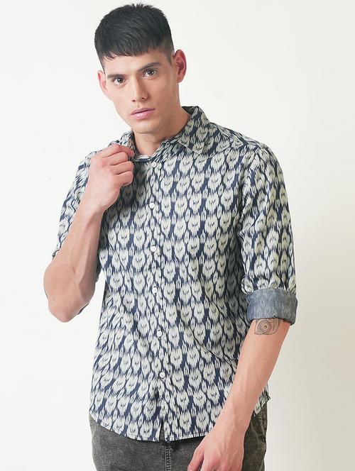 blue printed casual shirt - 16265208 - Standard Image - 1