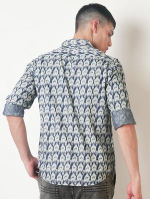 blue printed casual shirt - 16265208 - Standard Image - 3