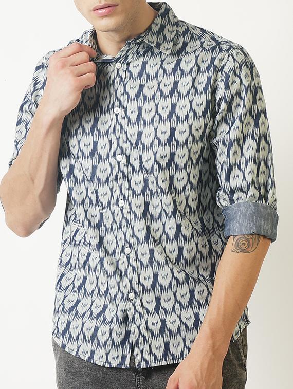 blue printed casual shirt - 16265208 - Zoom Image - 1