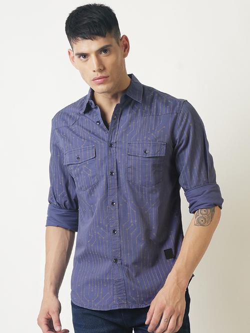 blue printed casual shirt - 16265212 - Very Small Image - 1