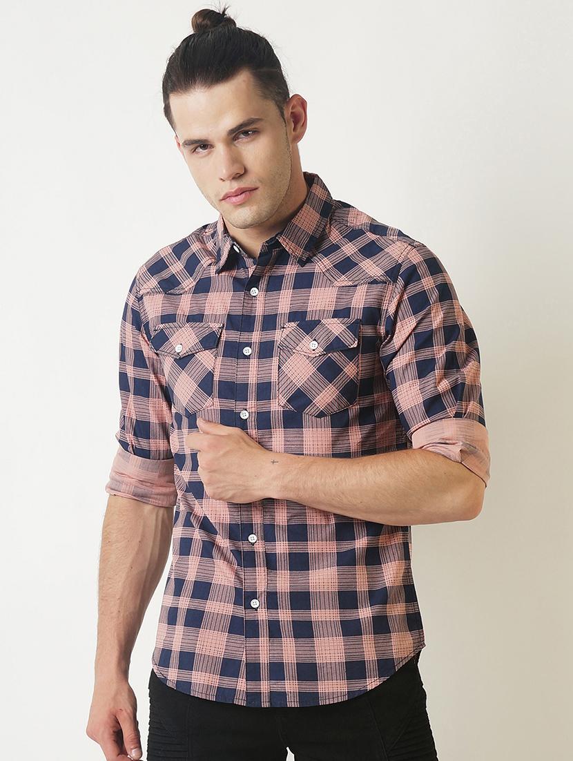 pink checkered casual shirt - 16265214 - Zoom Image - 1