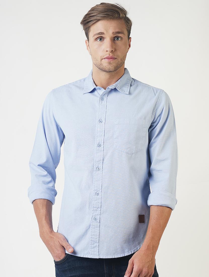 blue solid casual shirt - 16265218 - Zoom Image - 1