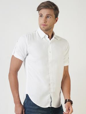 white solid casual shirt - 16265228 - Standard Image - 2