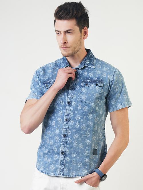 blue floral printed casual shirt - 16265229 - Standard Image - 1
