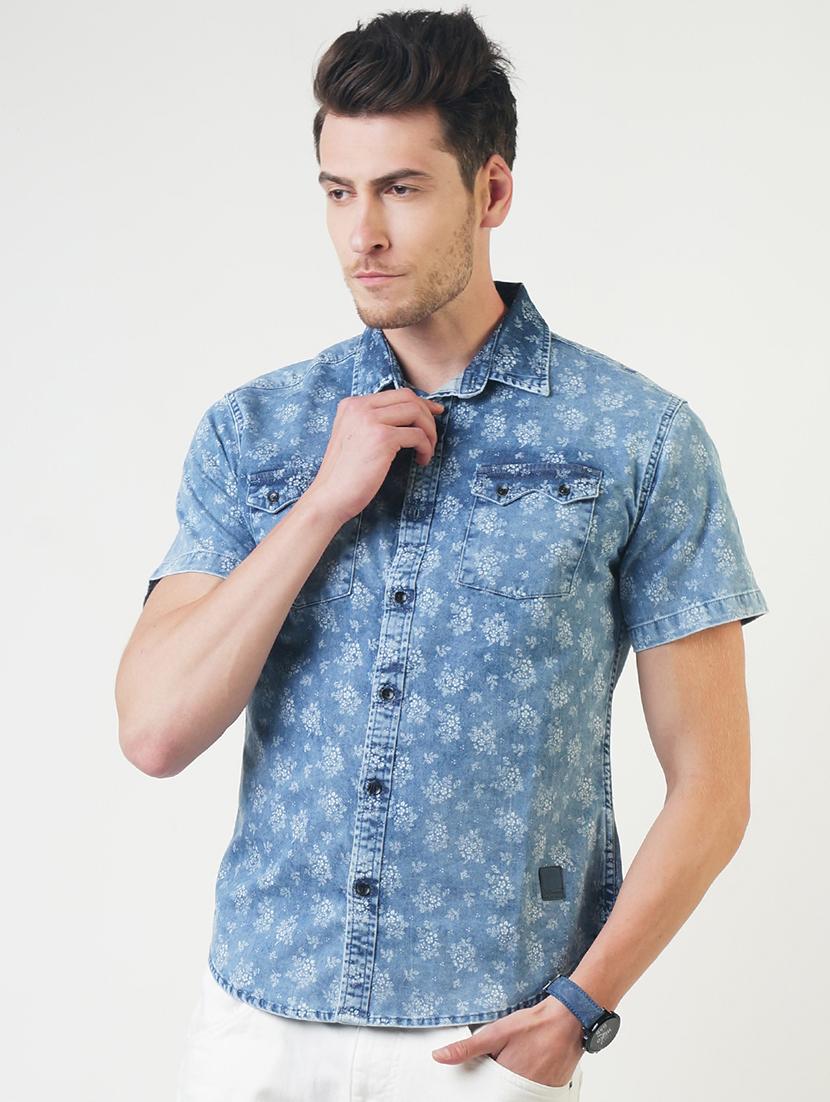 blue floral printed casual shirt - 16265229 - Zoom Image - 1