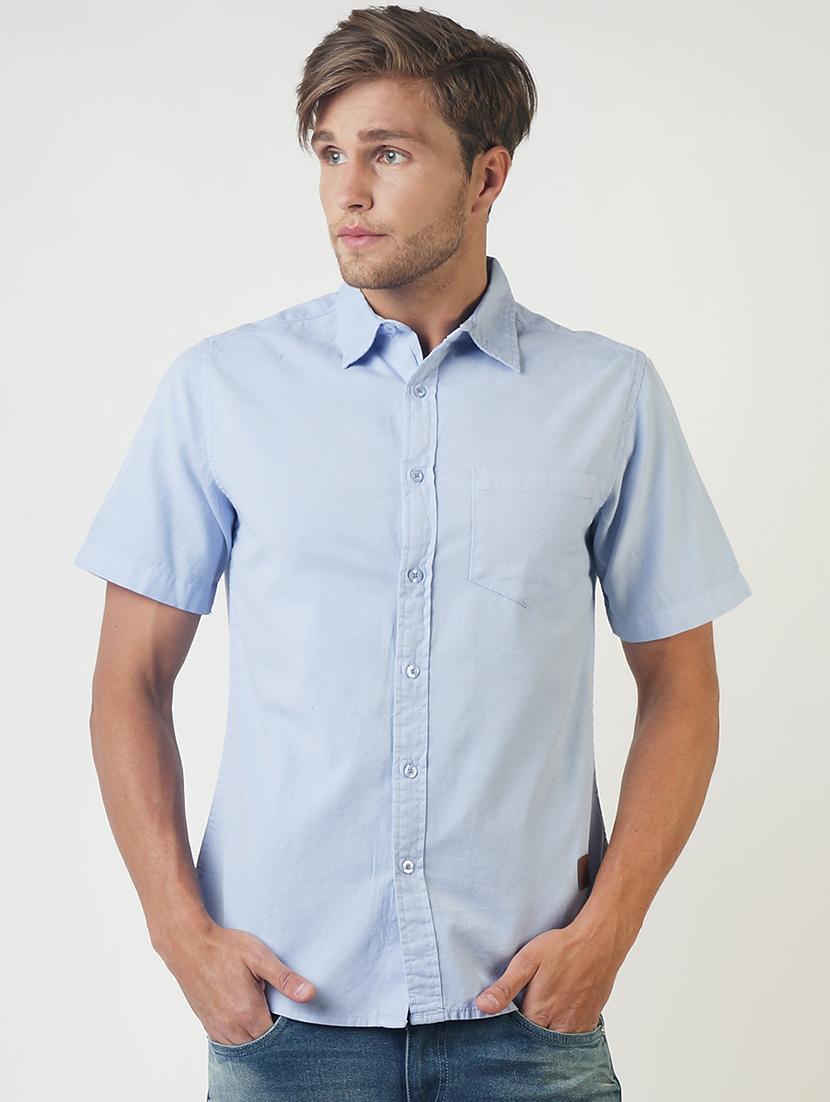 blue solid casual shirt - 16265235 - Zoom Image - 1
