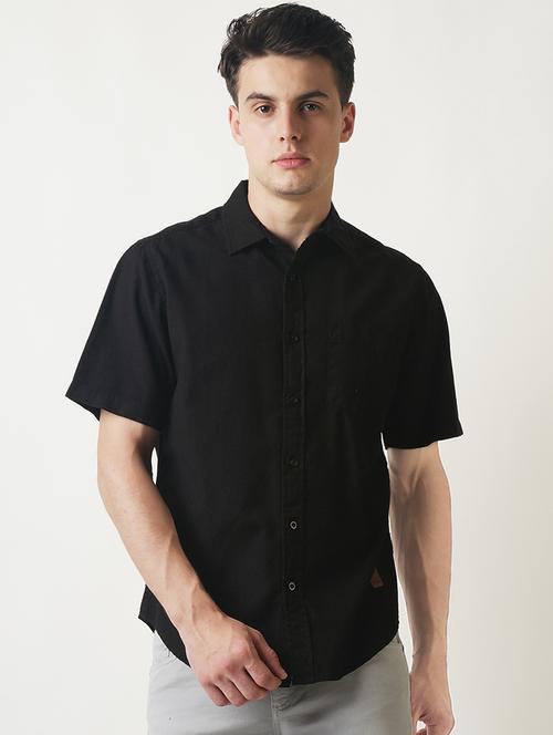 black solid casual shirt - 16265237 - Very Small Image - 1