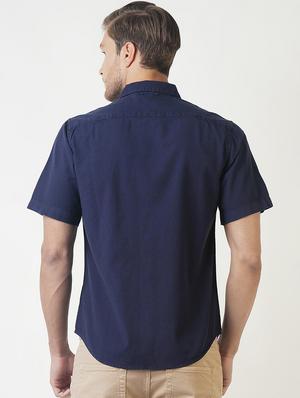 navy blue solid casual shirt - 16265238 - Standard Image - 3