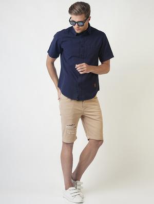 navy blue solid casual shirt - 16265238 - Standard Image - 4