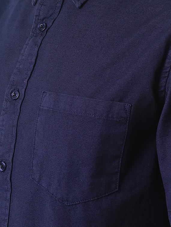navy blue solid casual shirt - 16265238 - Zoom Image - 5