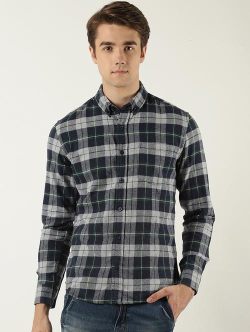 grey checkered casual shirt - 16265254 - Very Small Image - 1