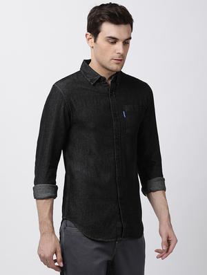 black denim casual shirt - 16265276 - Standard Image - 2
