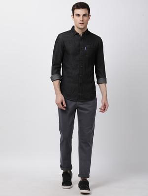 black denim casual shirt - 16265276 - Standard Image - 4