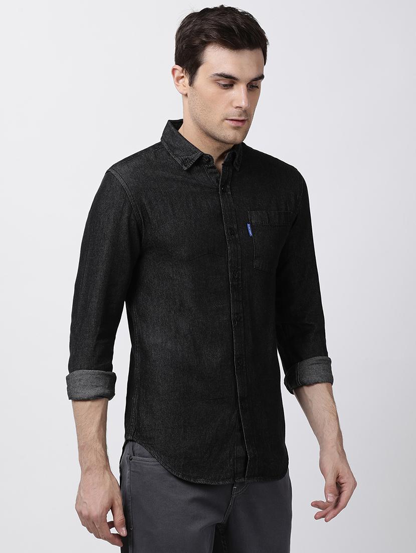 black denim casual shirt - 16265276 - Zoom Image - 2