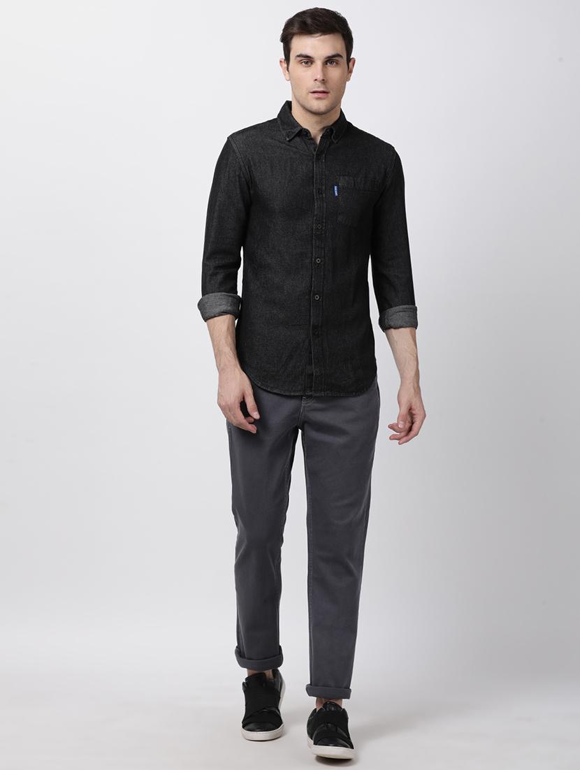 black denim casual shirt - 16265276 - Zoom Image - 4