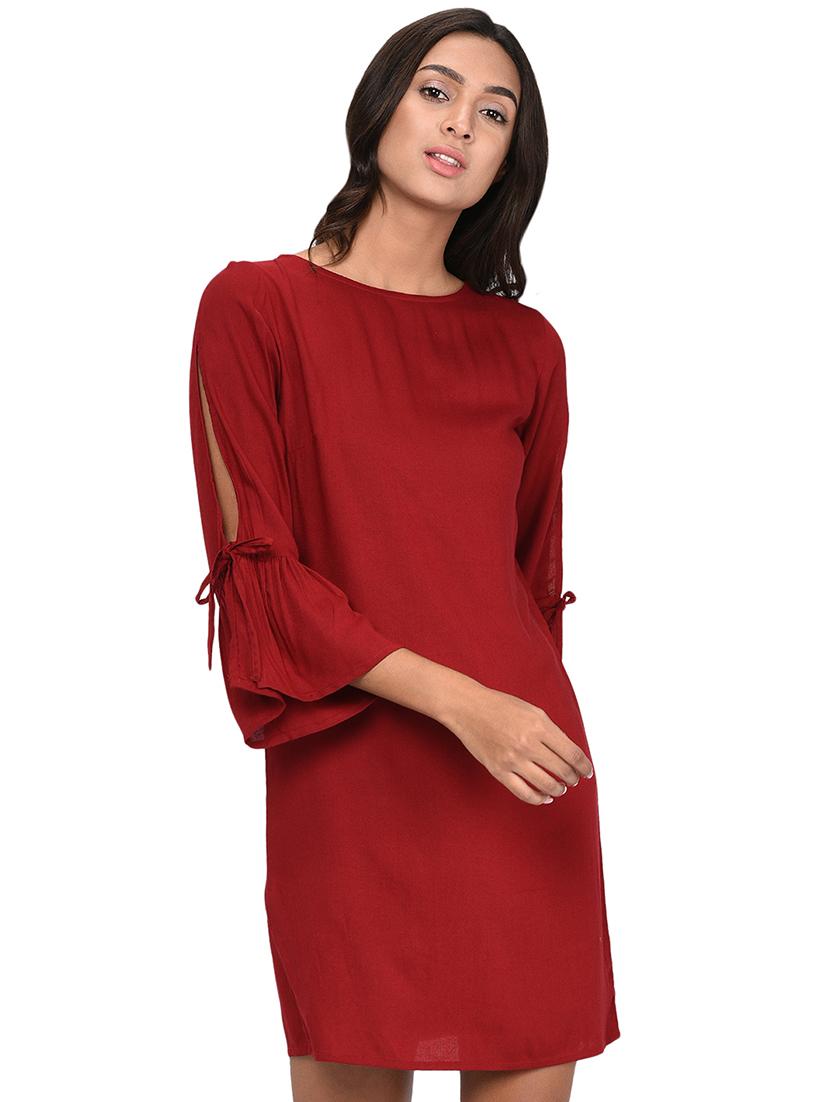 tie knot sleeved shift dress - 16265309 - Zoom Image - 1