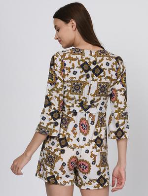 overlap neck tie knot romper - 16265310 - Standard Image - 3