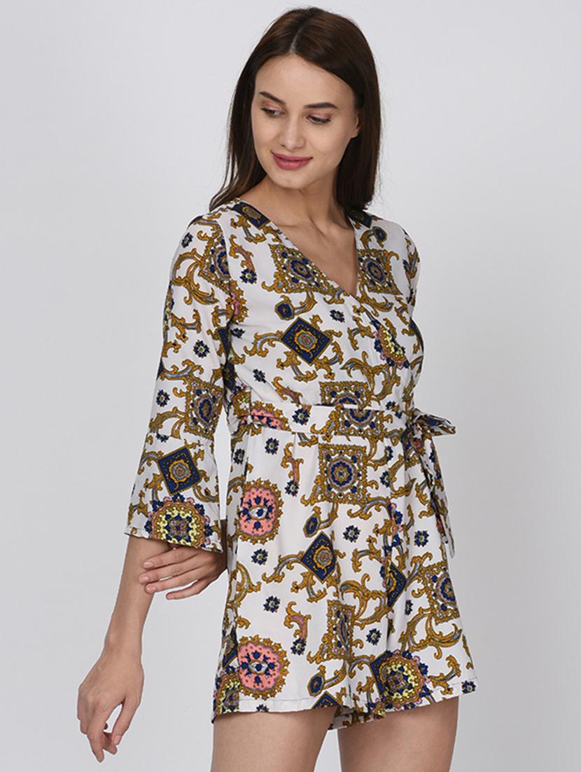 overlap neck tie knot romper - 16265310 - Zoom Image - 2