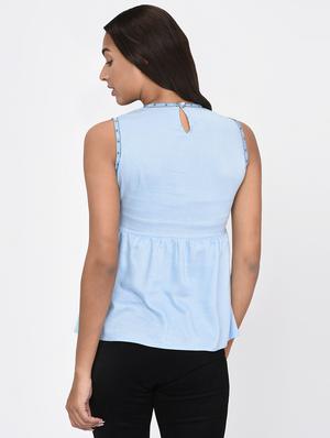 floral tape detail sleeveless top - 16265321 - Standard Image - 3
