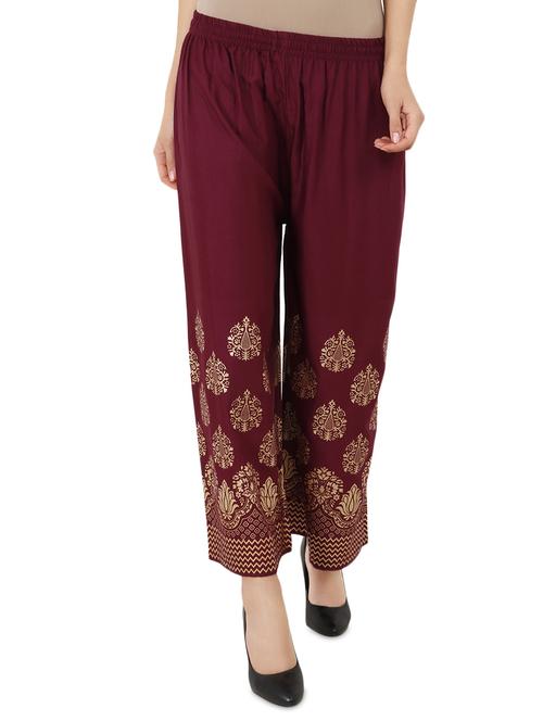 foil print flared palazzo - 16265593 - Standard Image - 1